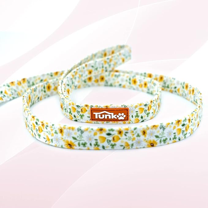 Tunkoo Dog Leash Floral with Soft Comfy Cotton Handle,Girl Pet for Small Medium Large Dogs Cats Daily Walking(Daisy Flowers,M)
