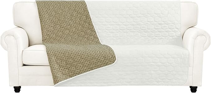 PureFit 100% Waterproof and Anti-Slip Dog Bed Cover, Washable Pet Blanket, Stain Resistant Sofa Couch Furniture Protector Cover for Kids, Dog, Cat (82x82 Inch, Ivory)