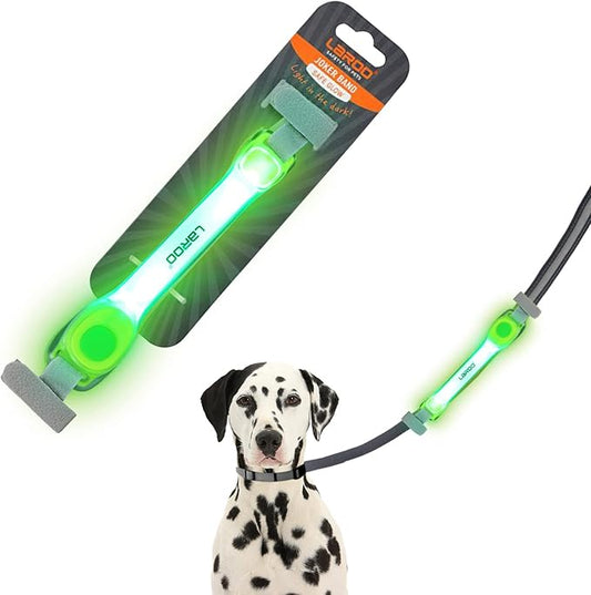 LaRoo Light Up Dog Collar with Nylon Stickers, Universal Glowing Collar Accessories for Leash Harness, Silicone Waterproof Dog LED Flashing Collar Night Outdoor Safety