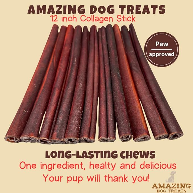 Amazing Dog Treats Collagen Sticks - 12 Inch, 10 Count - 95% Natural, No Hide Bones