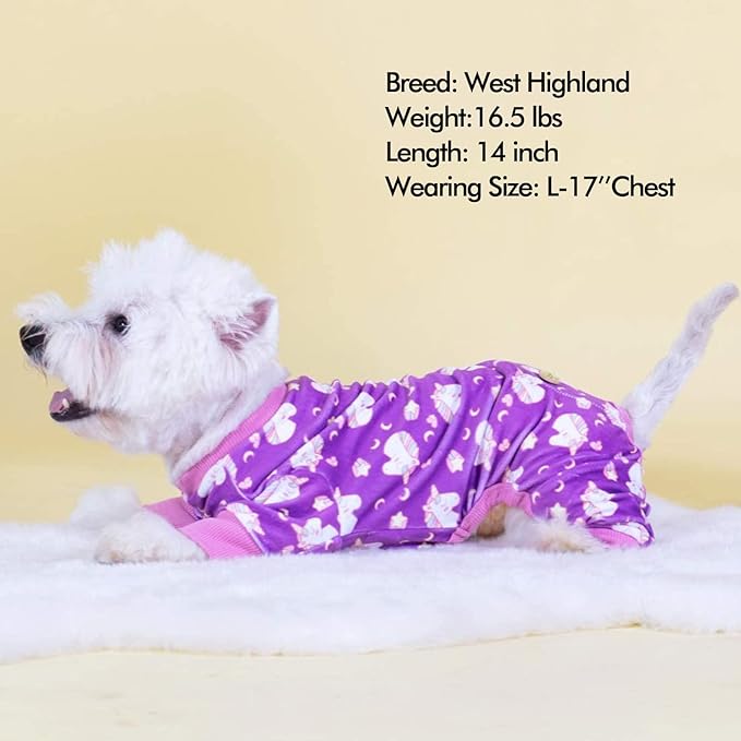 KYEESE Dog Pajamas Velvet Dog Pajamas Small Sized Dogs Soft Dogs Clothes Pet Coat Stretchy Doggie Pjs Pet Costume with Unicorn Pattern Comfy Doggie Jammies Onesie, Medium