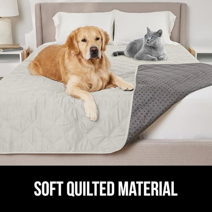 GORILLA GRIP Waterproof Dog Bed Cover 82x102, Pet Blanket for Furniture, Sofa, Couch, Crate, Car, Sofa Throw Essential for Cats and Dogs, Tear and Slip Resistant Leakproof Cushion Cover, Light Taupe