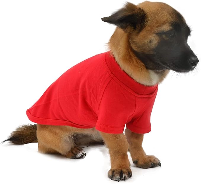 Lovelonglong Pet Clothing Dog Costumes Dachshund Clothes Blank T-Shirt Tee Shirts for Dachshund Dogs,Corgi 100% Cotton Red D-XL