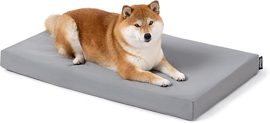 Cybarmour Indestructible Dog Bed - Outdoor Waterproof Chew Proof Dog Crate Pad - Orthopedic Kennel Mat for Aggressive Chewers - Medium Breeds & Fits 30-Inch Crate - 29"x18", Limestone