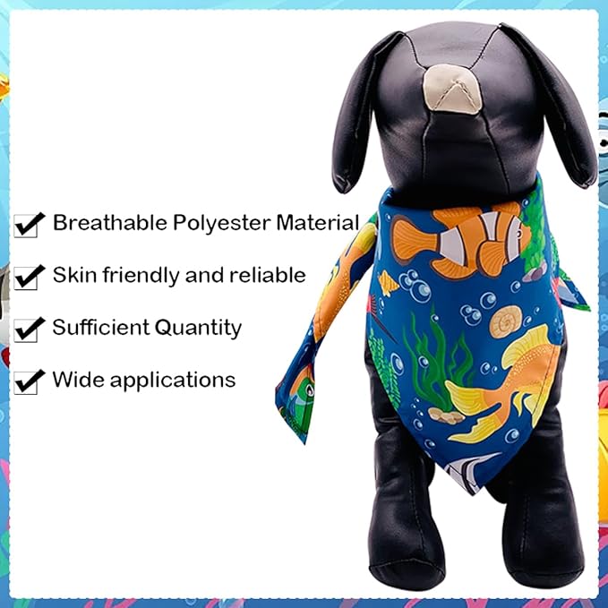 100PCS Dog Bandanas Bulk Sea Animals Summer Beach for Small Medium Dog Shark Turtle Sea Star Dolphins Kerchief Triangle Bibs Scarves for Boys and Girls Grooming Accessories