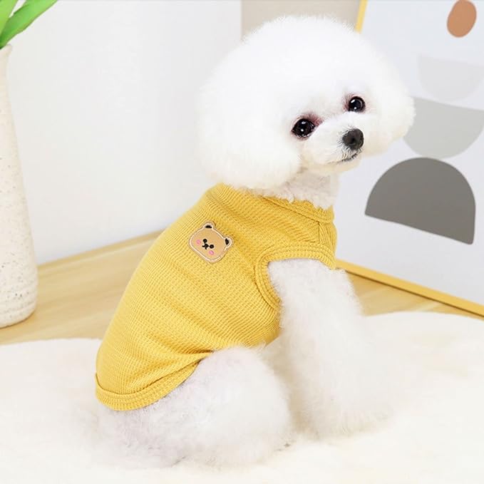 Cotton Dog Shirt Summer Lightweight Pet T-Shirts Soft Breathable Stretchy Cats Dogs Tee Shirt Sleeveless Vest Dog Apparel for Medium Small Dog Clothes, 3PCS Yellow&Green&Light Pink