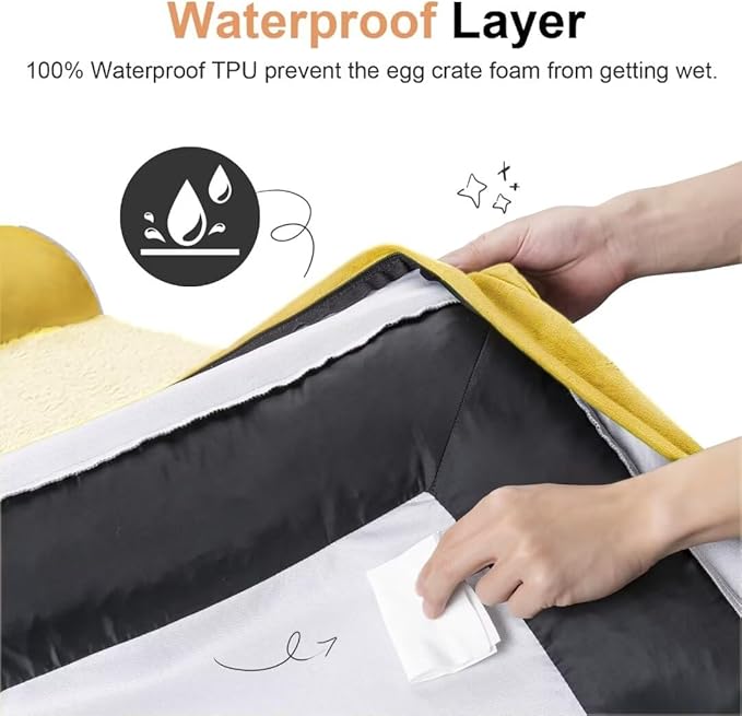 Large Dog Bed Orthopedic Washable: Beds Bolster XL Bed Big XLarge Dogs Egg Crate Foam Couch Sofa Waterproof with Removable Cover - Ginger