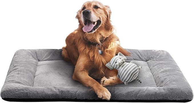 VERZEY Crate Pad for Large Dogs Fit Metal,Ultra Soft Bed Washable & Anti-Slip Kennel Pad for Dogs Cozy Sleeping Mat,Gray 42inch