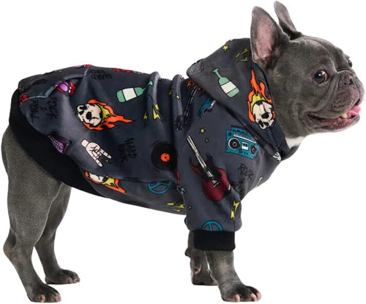 Spark Paws Dog Hoodie - Premium Quality, Buttery Soft, Superior Comfort and Fit, Calming Fleece Interior, Suitable for All Breeds - Rock and Roll - XL