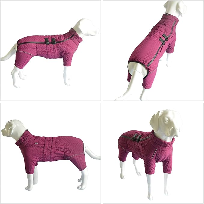 Warm Double Layers Dog Vest - 4 Legs Covered Windproof Waterproof Reflective Coat for Small Medium Large Dogs - Outdoor Skating Costume - Purple 5XL