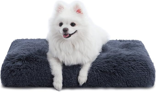 Washable Dog Bed Medium Size With Removable Cover, Super Soft Waterproof Crate Bed, Non-Slip Bottom, Fluffy Pet Bed 2921 Inch, Dark Grey