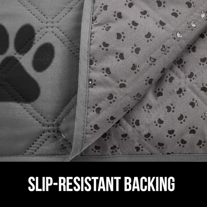 GORILLA GRIP Waterproof Dog Bed Cover 82x102, Pet Blanket for Furniture, Sofa, Couch, Crate, Car, Sofa Throw Essential for Cats and Dogs, Tear and Slip Resistant Leakproof Cushion Cover Gray Black Paw