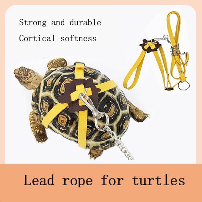 Tortoise Leash, Adjustable Control Rope Turtle Leash and Harness Pet Walking Rope for Small Medium and Large Turtle Pets Outdoor Walking Training Supplies,Black S