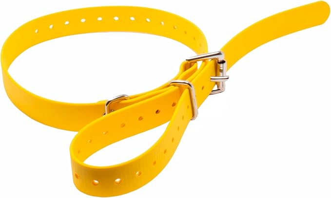 Educator Biothane Dog Collar, Waterproof, Odorproof, Metal Buckle and D Ring, Adjustable for Custom Fit, Cool and Comfortable, for Small, Medium, or Large Dogs, 3/4-Inch, Yellow