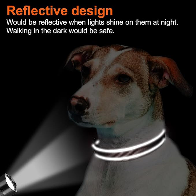 Joytale Reflective Dog Collar,Soft Neoprene Padded Nylon Pet Collar Adjustable for Large Dogs,Brown,Large