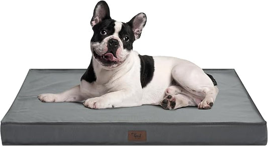 Outdoor Dog Bed for Medium/Small Dogs, Waterproof Dog Crate Bed for Medium Dogs Cats, Orthopedic Egg Crate Foam Pet Bed with Washable and Removable Oxford Cover, Grey