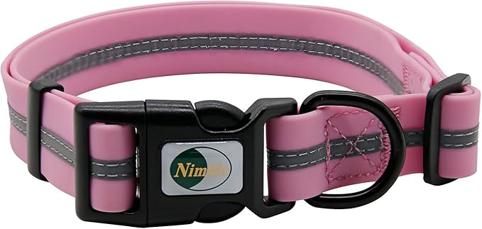 NIMBLE Dog Collar Waterproof Pet Collars Anti-Odor Durable Adjustable PVC & Polyester Soft with Reflective Cloth Stripe Basic Dog Collars S/M/L Sizes (Large (15.35”-24.8”inches), Lavender)
