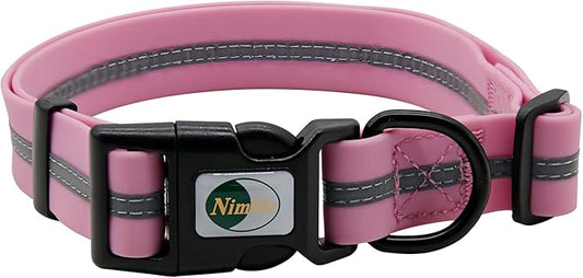 NIMBLE Dog Collar Waterproof Pet Collars Anti-Odor Durable Adjustable PVC & Polyester Soft with Reflective Cloth Stripe Basic Dog Collars S/M/L Sizes (Large (15.35”-24.8”inches), Lavender)
