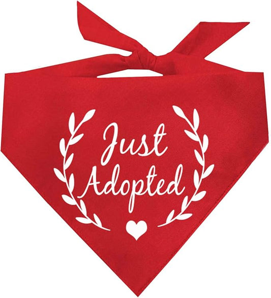 Just Adopted Dog Bandana (20 Red, One Size)