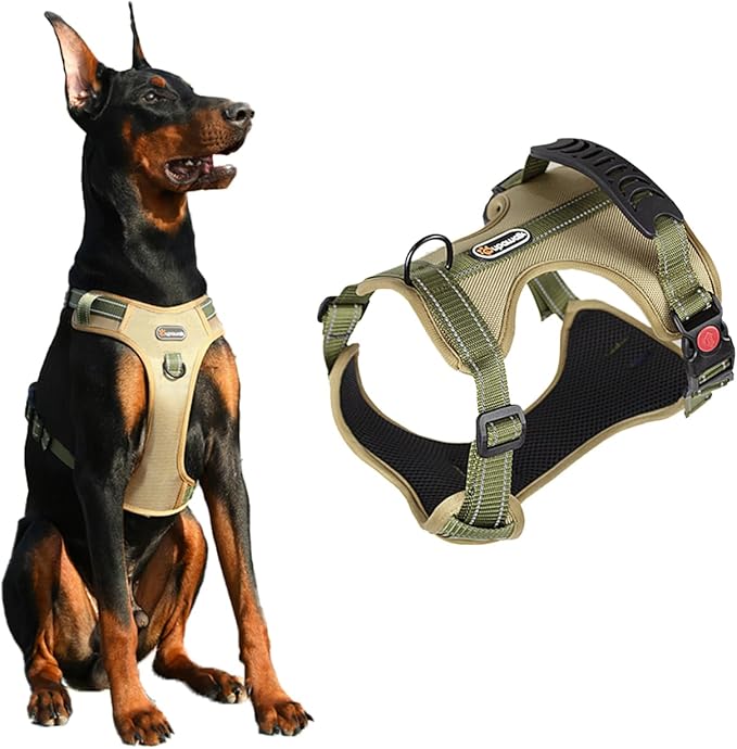 XL Tactical Dog Harness No Pull Adjustable Puppy Vest Collar for Large Dogs, Heavy Duty Oxford Training Harnesses with Handle, Medium and Small Size Reflective Pet Collars for Walking, Running