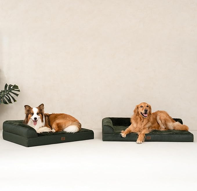EHEYCIGA Memory Foam Dog Bed XLarge Sized Dogs, Extra Large Dog Bed Orthopedic with Washable Removable Cover, Waterproof XL Pet Bed Couch for Crate, 41x27x6 Inches, Dark Green