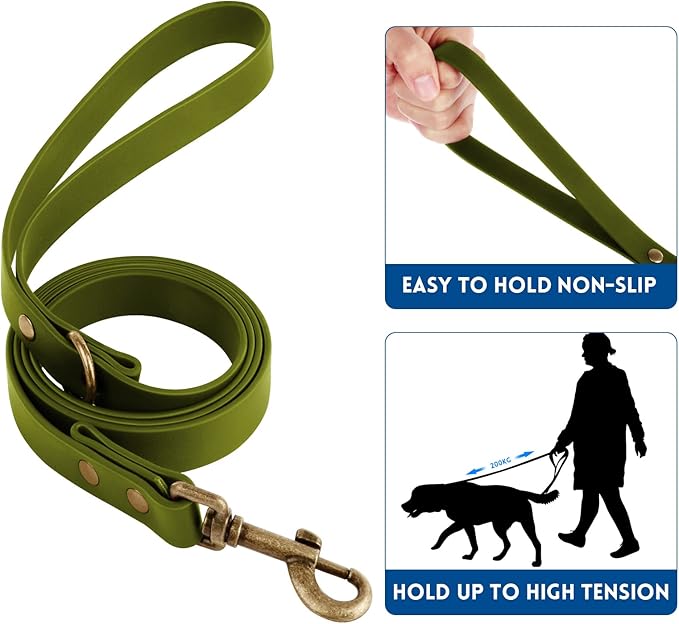 Wisedog Dog Collar and Leash Set Combo: Adjustable Durable Pet Collars with Dog Leashes for Small Medium Large Dogs, Includes One Bonus of Poop Bag Holder (M, Green)