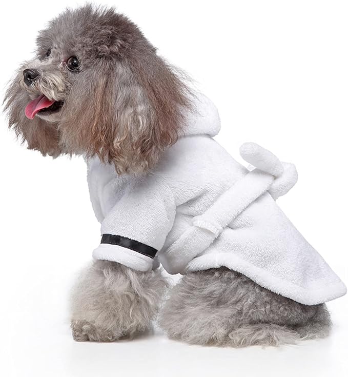 Petyoung Pet Bathrobe Dog Pajama Thickened Hooded Bathrobe Quick Drying and Super Absorbent Dog Bath Towel Soft Pet Nightwear for Puppy Small Dogs Cats