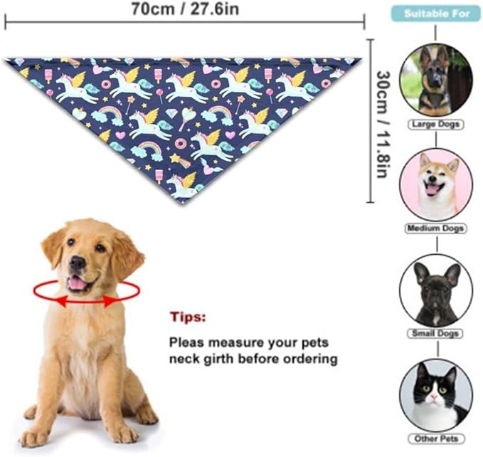 Unicorn Rainbow Stars Dog Bandana Scarf Triangle Bibs Pet Accessories Cat Kerchief