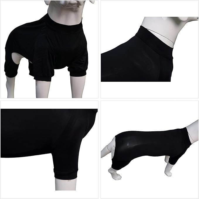 LoveLongLong Dog Jumpsuit with UV Protection and Quick-Dry Fabric for Spring Summer Pet Pajamas Black 3XL