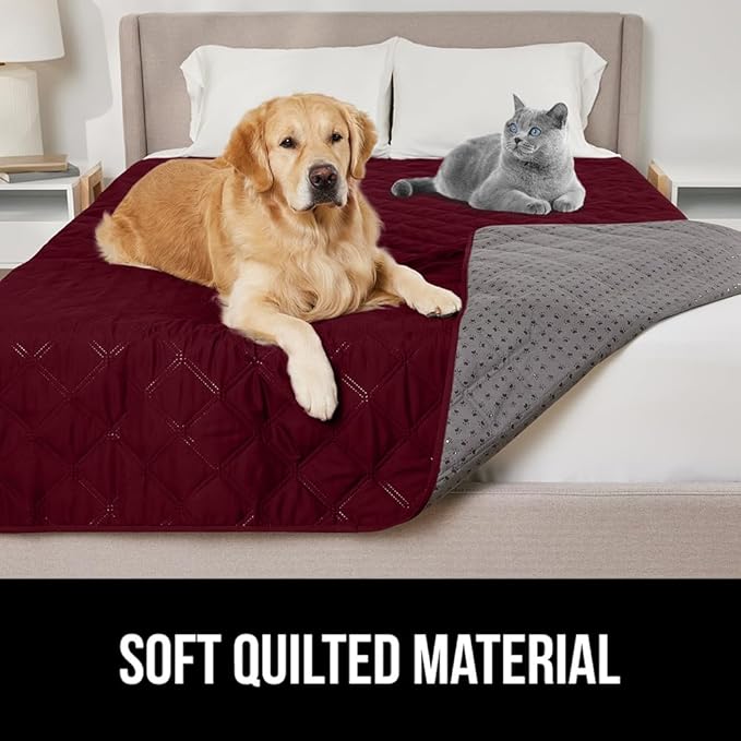 GORILLA GRIP Waterproof Dog Bed Cover, Pet Blanket for Furniture, Sofa, Couch, Crate, Car, Sofa Throw Essential for Cats and Dogs, Tear and Slip Resistant Leakproof Cushion Cover, 40x50 Burgundy