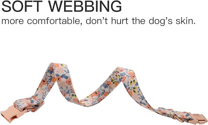 Metal Buckle Dog Collar, Durable Adjustable Dog Collar Soft for Small Medium Large Dogs (S(10-14in), Flower3)