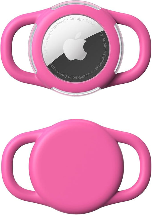 Waterproof Airtag Holder for Dog Collar, Soft Full-Body Protective Airtag Holder for Dog & Cat Collars, Ultra-Durable, Easy Installation, Lightweight Clear Airtag Case (Rose, Small)