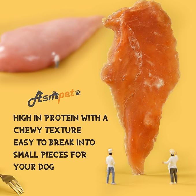 ASMPET Chicken Jerky Dog Treats, Natural Dog Treats Made with Real Breast Healthy Low Fat for Small Dogs Medium Dogs 1% Taurine High Protein No Artificial Flavors