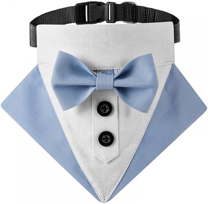 Dog Bowtie Bandana, Adjustable Formal Dog Tuxedo Collar with Bow Tie Pet Bowtie Collar for Boy Dog Wedding Grooming Birthday Party