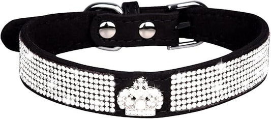 Cute Dog Collar with Bling Rhinestone, Fancy Crystal Diamond Glitter Pretty Jewel Soft Cat Collars for Small Medium Large Breed Dogs Girl Female Pet Puppy Kitten Terrier (L, Black5)