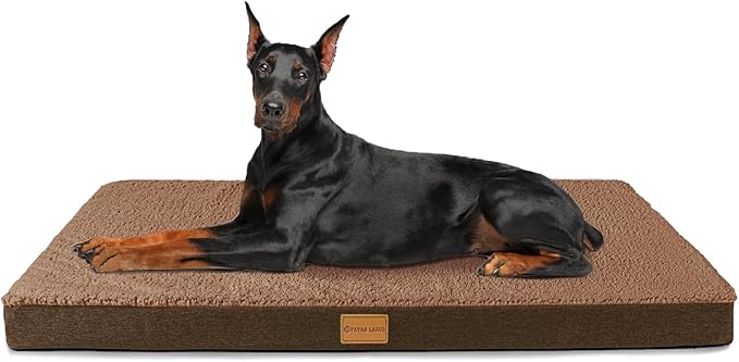 Patas Lague Orthopedic Jumbo Dog Bed for Extra Large Dogs 56''X40'', Soft Comfortable Waterproof Egg Crate Foam Jumbo Pet Beds Mat with Removable Washable Cover, Brown