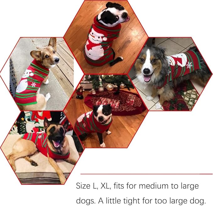 NACOCO Dog Snow Sweaters Thick Snowman Sweaters Xmas Dog Holiday Sweaters New Year Christmas Sweater Pet Clothes for Small Dog and Cat(Thick Snowman,L)