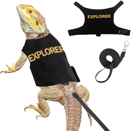 Bearded Dragon Harness and Leash Set,Bearded Dragon Clothes Escape Proof Lizard Reptile Small Animal Adjustable Harness and Leash Rope for Walking Outdoor