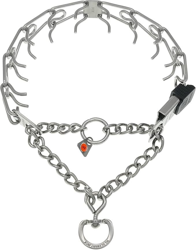 Herm Sprenger Stainless Steel Dog Collar with Quick Release ClicLock Buckle for Small Medium Large Dogs Training Collar for Dogs Made in Germany (23in x 3.2mm)
