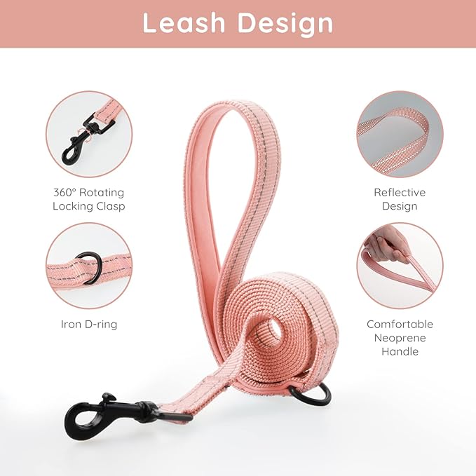 BELLA & PAL Puppy Harness with Leash Set, Dog Harness for Small Dogs No Pull, Dog Leash for Small Dogs, Step in Harness for Extra Small Dogs, Pink Harness, S