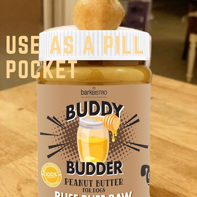 BUDDY BUDDER, Ruff Ruff Raw, Natural Dog Peanut Butter, Dog TreatMade in USA, (17 oz Jars)