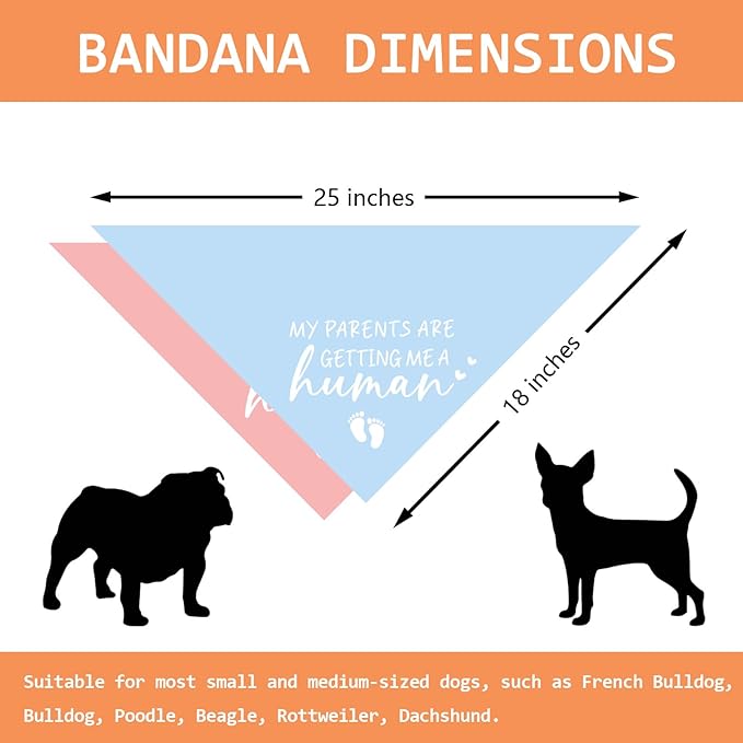 My Parents are Getting Me a Human Dog Bandana - Gender Reveal Gifts, Pregnancy Announcement, Baby Announcements Ideas, Photo Prop for Large Medium Small Dogs - 2 Packs