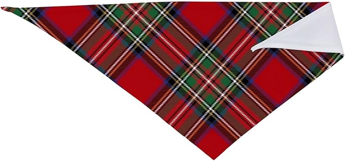 Triangle Plaid Tartan Clan Stewart Red Green Pattern Cat and Dog Scarf, Plaid Pet Scarf for Small to Large Dogs and Cats