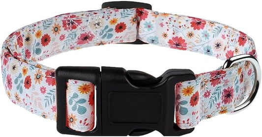 Dog Collar, Adjustable Dog Collar for Small Medium Large Dogs, Cute Puppy Collar for Boy and Girl Dogs, Cute Design for Boys Girls Male Female Dog Pet Collar(Orange Floral,XS)