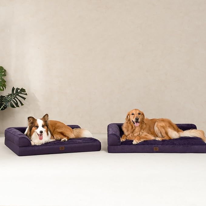 EHEYCIGA Memory Foam Dog Bed XLarge Sized Dogs, Extra Large Dog Bed Orthopedic with Washable Removable Cover, Waterproof XL Pet Bed Couch for Crate, 41x27x6 Inches, Purple