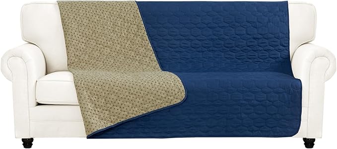 PureFit 100% Waterproof and Anti-Slip Dog Bed Cover, Washable Pet Blanket, Stain Resistant Sofa Couch Furniture Protector Cover for Kids, Dog, Cat (68x82 Inch, Navy)