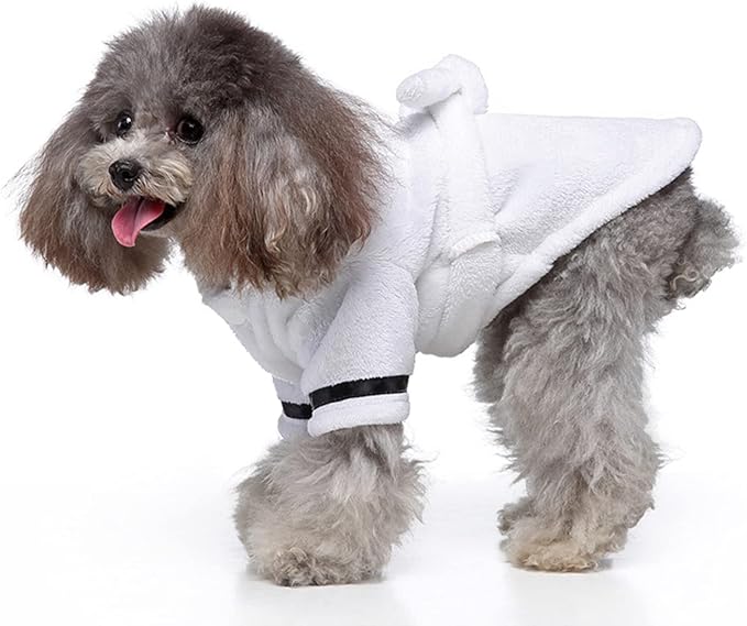 Petyoung Pet Bathrobe Dog Pajama Thickened Hooded Bathrobe Quick Drying and Super Absorbent Dog Bath Towel Soft Pet Nightwear for Puppy Small Dogs Cats