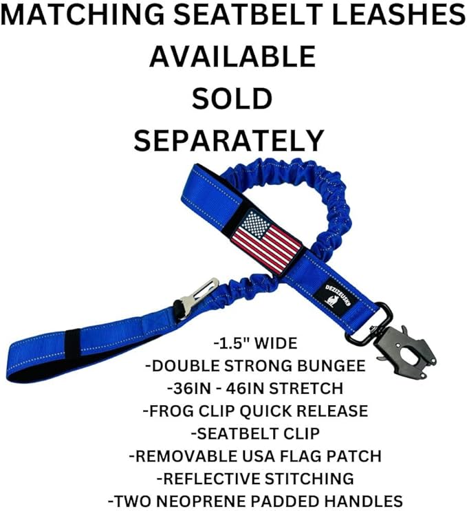 Tactical Dog Collar 2 Inch Wide Thick Heavy Duty Military Style with Metal Buckle, Adjustable for Medium - Large Breeds, Durable K9 Training Gear with Patch Area, USA Flag Patch, Strong and Secure Fit