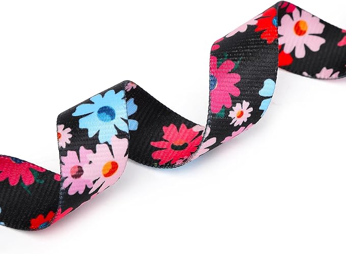 Adjustable Dog Collar with Patterns, Ultra Comfy Soft Nylon Breathable Pet Collar for Small Medium Large Dogs (M, Floral Pink Blue)