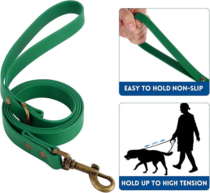 Wisedog Dog Collar and Leash Set Combo: Adjustable Durable Pet Collars with Dog Leashes for Small Medium Large Dogs, Includes One Bonus of Poop Bag Holder (M, Deep Green)